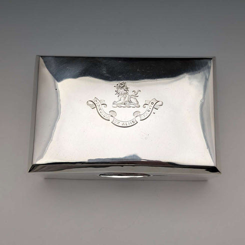 1913 British Antique Sterling Silver Cigarette Box with Wooden Interior, Walker & Hall