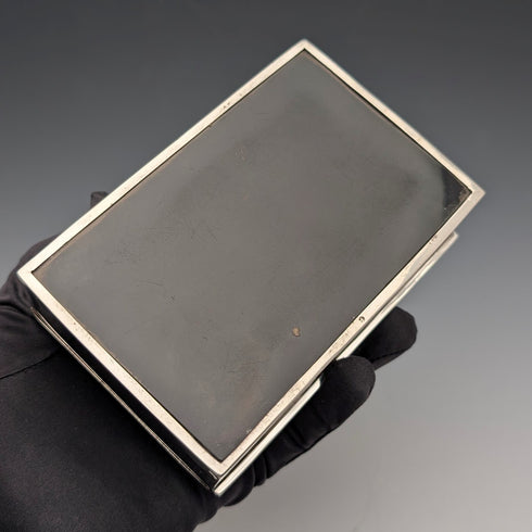 1913年英國古董純銀香菸盒,內襯木質,沃克和霍爾