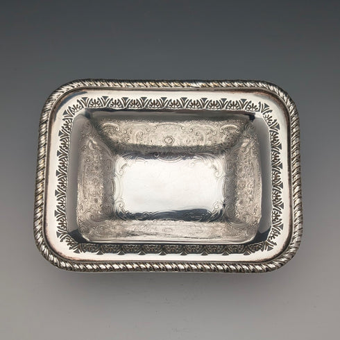 Vintage British silver-plated square dish with stems by Mappin & Webb