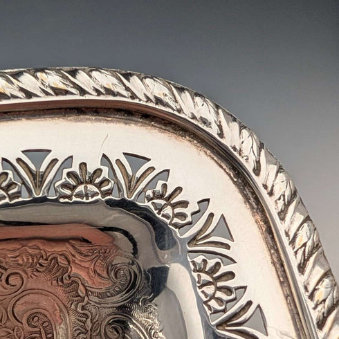Mappin & Webb 出品的復古英國鍍銀方形帶柄碟