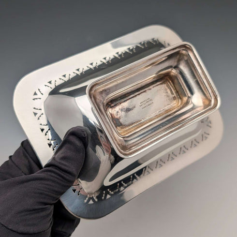 Mappin & Webb 出品的復古英國鍍銀方形帶柄碟