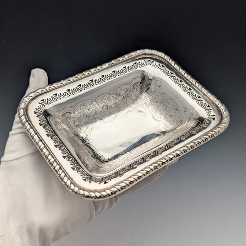 Vintage British silver-plated square dish with stems by Mappin & Webb