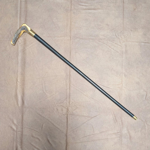 ヴィンテージ ブラックシャフト アントラーL字ハンドル ステッキ 杖 72cm ASHBEY