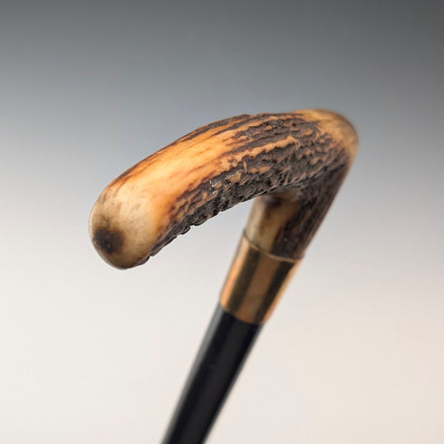 ヴィンテージ ブラックシャフト アントラーL字ハンドル ステッキ 杖 72cm ASHBEY