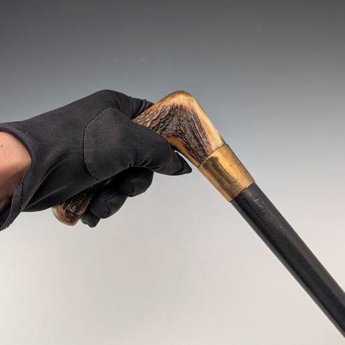 ヴィンテージ ブラックシャフト アントラーL字ハンドル ステッキ 杖 72cm ASHBEY