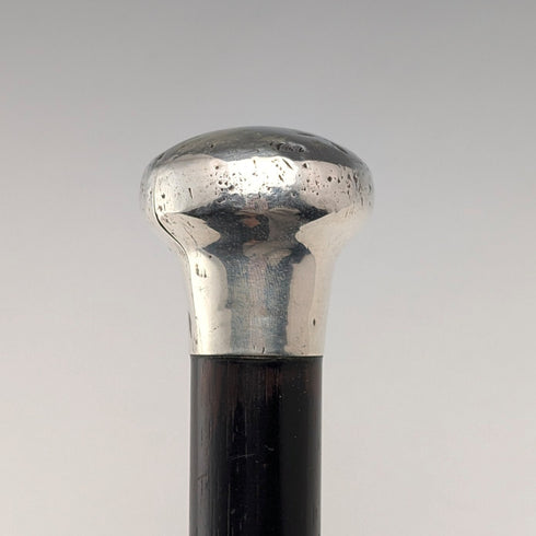 1916年英國古董黑軸純銀圓頭手柄手杖,長87厘米