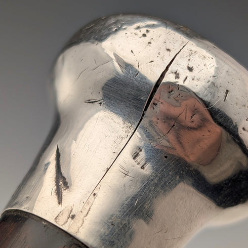 1916年英國古董黑軸純銀圓頭手柄手杖,長87厘米