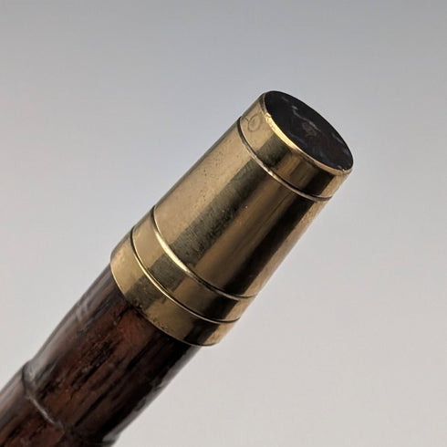 約1928年英國老式棕色杖身彎柄純銀裝飾手杖,長85厘米