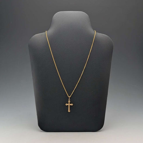 Vintage rolled gold cross pendant with necklace chain