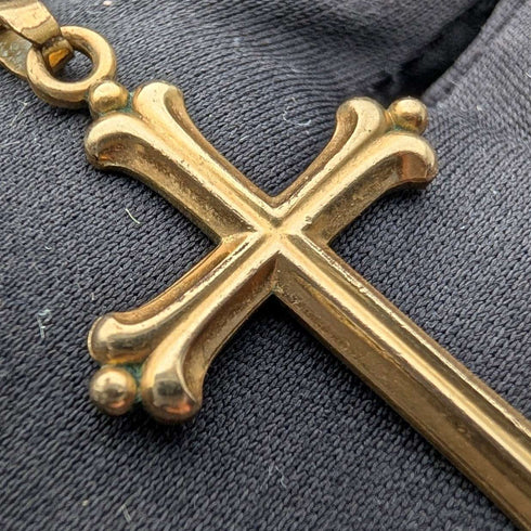 Vintage rolled gold cross pendant with necklace chain