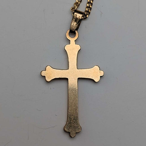 Vintage rolled gold cross pendant with necklace chain