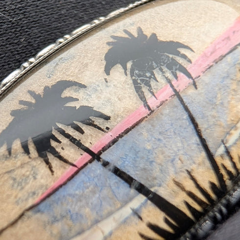 英國古董蝴蝶翅膀熱帶風景純銀胸針 TLM