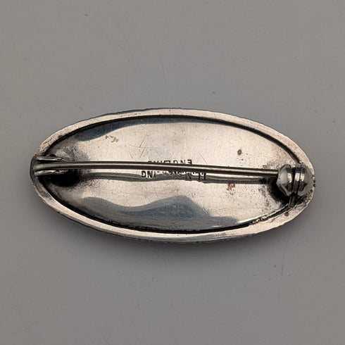 英國古董蝴蝶翅膀熱帶風景純銀胸針 TLM