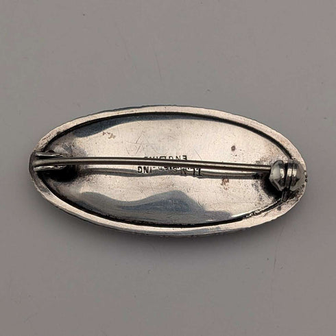 Antique British Butterfly Wing Tropical Landscape Pure Silver Brooch TLM