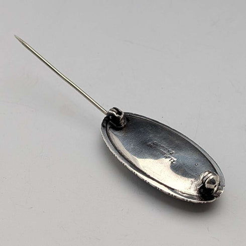 Antique British Butterfly Wing Tropical Landscape Pure Silver Brooch TLM