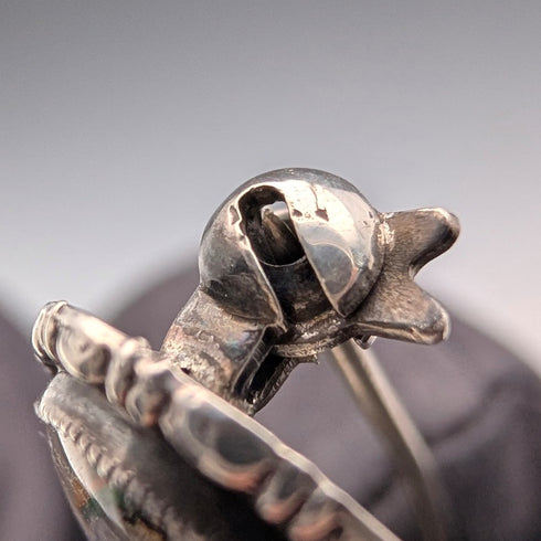 英國古董蝴蝶翅膀熱帶風景純銀胸針 TLM