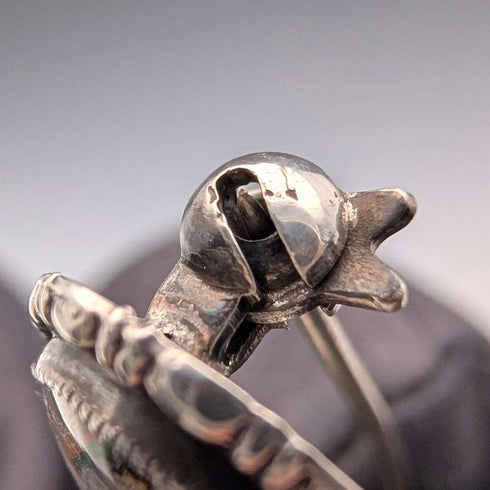 Antique British Butterfly Wing Tropical Landscape Pure Silver Brooch TLM