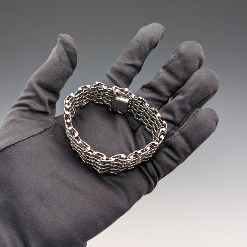 1975年英國復古純銀門形手鐲,57克,PM