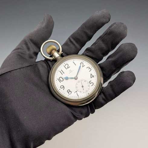 約1906年產歐米茄古董懷錶,直徑58毫米,鐵路懷錶,合金錶殼,走時良好