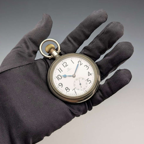 Circa 1906 Antique Omega Pocket Watch, 58mm Diameter, Railroad Watch, Alloy Case, Good Working Condition