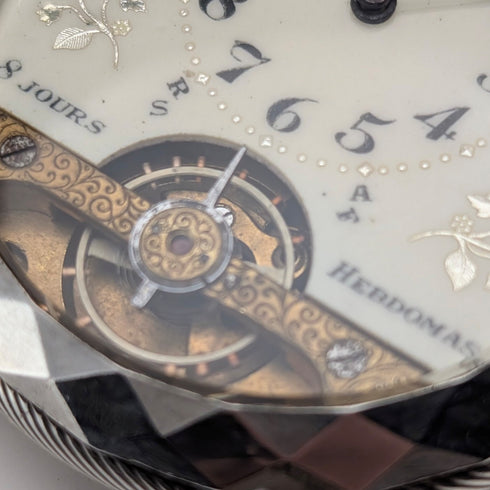 アンティーク ヘブドマス 8日巻懐中時計 銀側ケース 動作良好