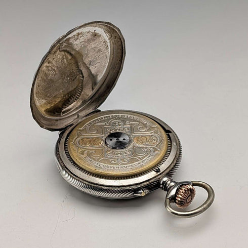Antique Hebdomus 8-day pocket watch with silver case, in good working order