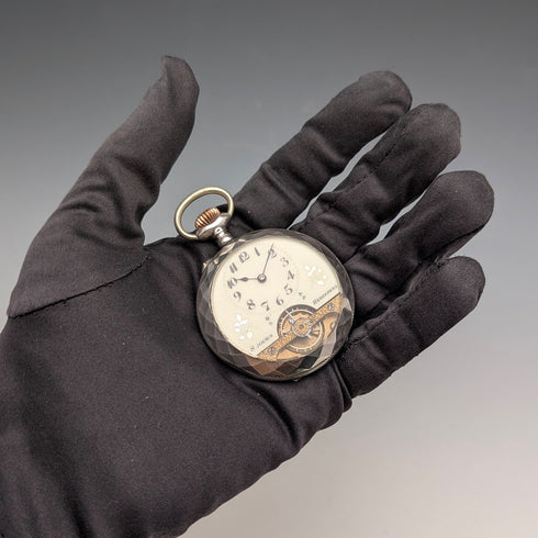 アンティーク ヘブドマス 8日巻懐中時計 銀側ケース 動作良好