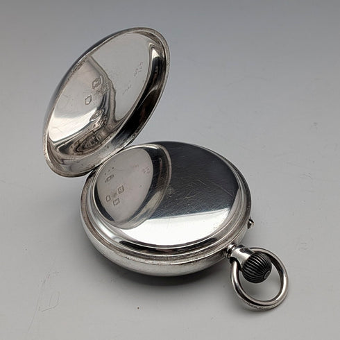 1899年英國古董J.W. Benson BANK懷錶,純銀錶殼,開面設計,走時良好