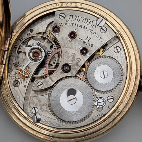 1917年左右 美國古董 Waltham 懷錶 鍍金半獵人款 已整備