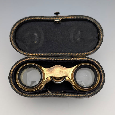 French Antique Mother-of-Pearl Opera Glasses/Binoculars with Case, Colmont FT
