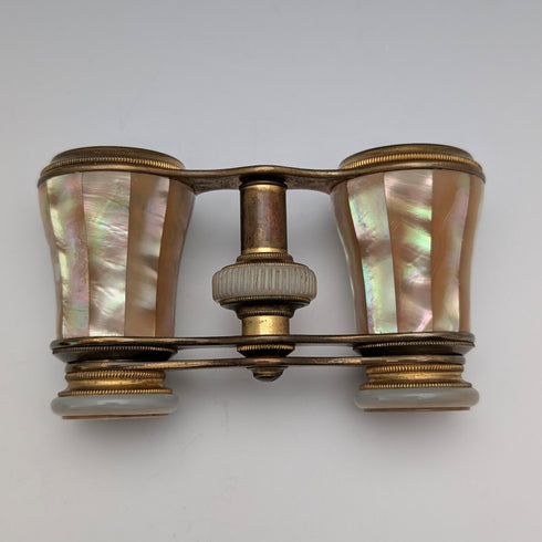 French Antique Mother-of-Pearl Opera Glasses/Binoculars with Case, Colmont FT