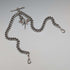 Antique British Sterling Silver Double Albert Chain, 59g, Sterling Silver & Amber Dragonfly Fob