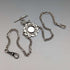 British Vintage Sterling Silver Fancy Link Double Albert Chain, 35g, Sterling Silver Medal Fob
