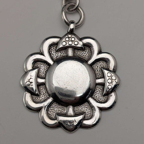 British Vintage Sterling Silver Fancy Link Double Albert Chain, 35g, Sterling Silver Medal Fob