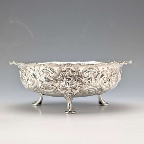 1890年 英国アンティーク 純銀製 脚付きボウル 直径13cm Charles Edwards