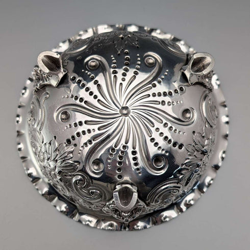 1890年 英国アンティーク 純銀製 脚付きボウル 直径13cm Charles Edwards