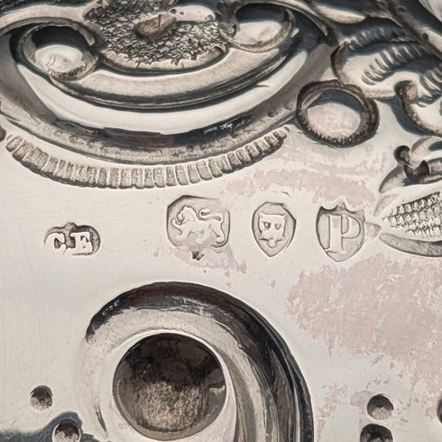 1890 British antique sterling silver pedestal bowl, 13cm diameter, by Charles Edwards