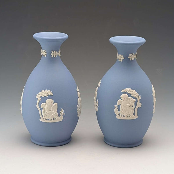 A pair of vintage Wedgwood Jasperware vases.