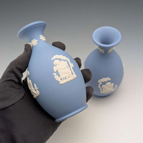 A pair of vintage Wedgwood Jasperware vases.