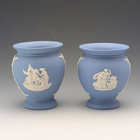 Pair of British Vintage Wedgwood Jasperware Urns