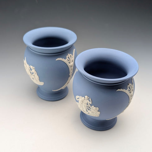 Pair of British Vintage Wedgwood Jasperware Urns