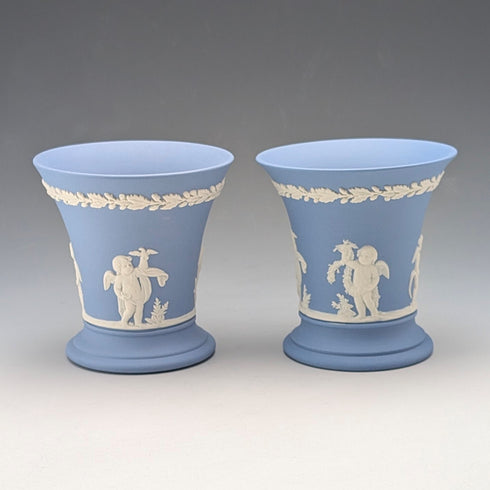 Pair of British Vintage Wedgwood Jasperware Cup Vases