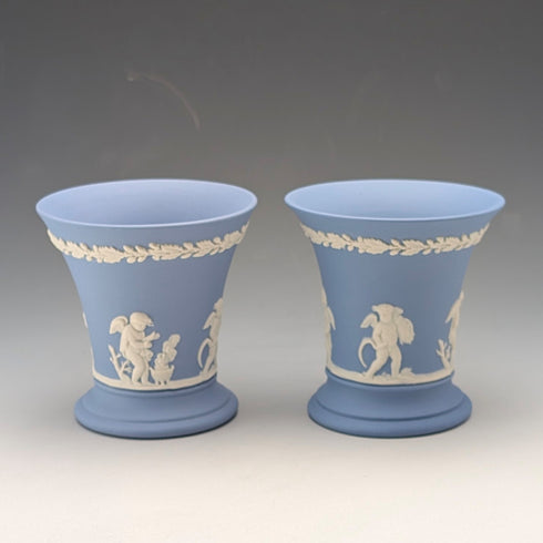 Pair of British Vintage Wedgwood Jasperware Cup Vases