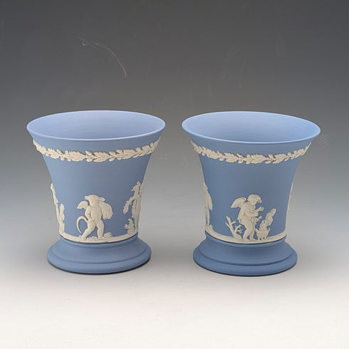 Pair of British Vintage Wedgwood Jasperware Cup Vases