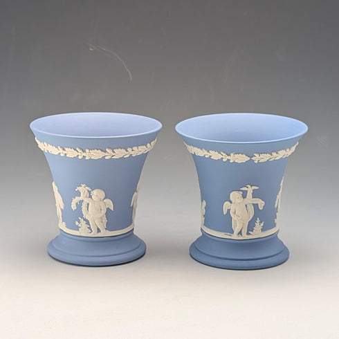 Pair of British Vintage Wedgwood Jasperware Cup Vases