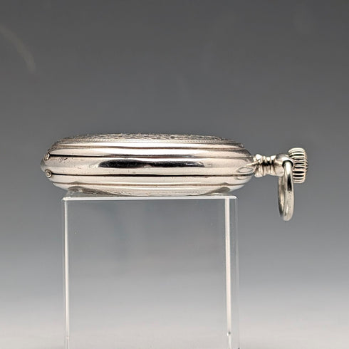 浪琴古董懷錶,約1901年,新藝術風格裝飾,銀色獵錶錶殼,走時良好。