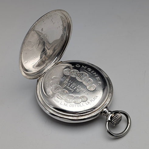 浪琴古董懷錶,約1901年,新藝術風格裝飾,銀色獵錶錶殼,走時良好。