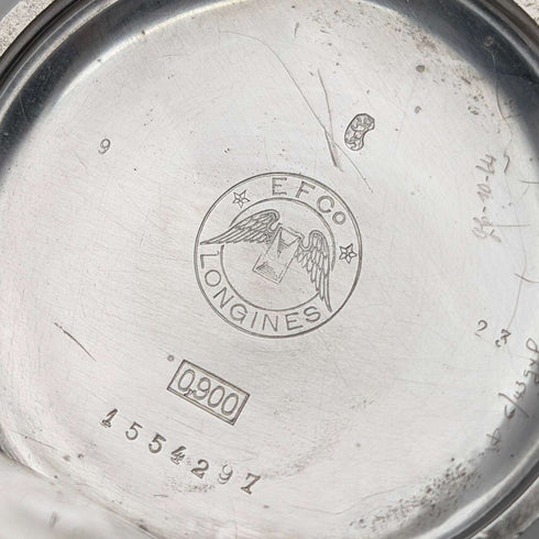 Antique Longines pocket watch, circa 1901, Art Nouveau decoration, silver-sided hunter case, in good working order.