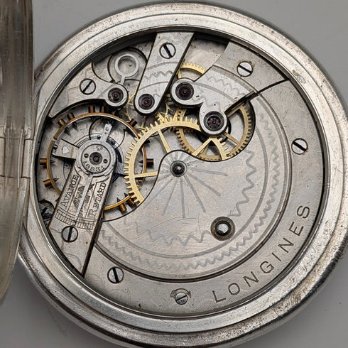 浪琴古董懷錶,約1901年,新藝術風格裝飾,銀色獵錶錶殼,走時良好。