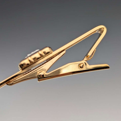British Wedgwood cufflinks and tie clip with black jasper sailing ship square cameo and gold-colored base case